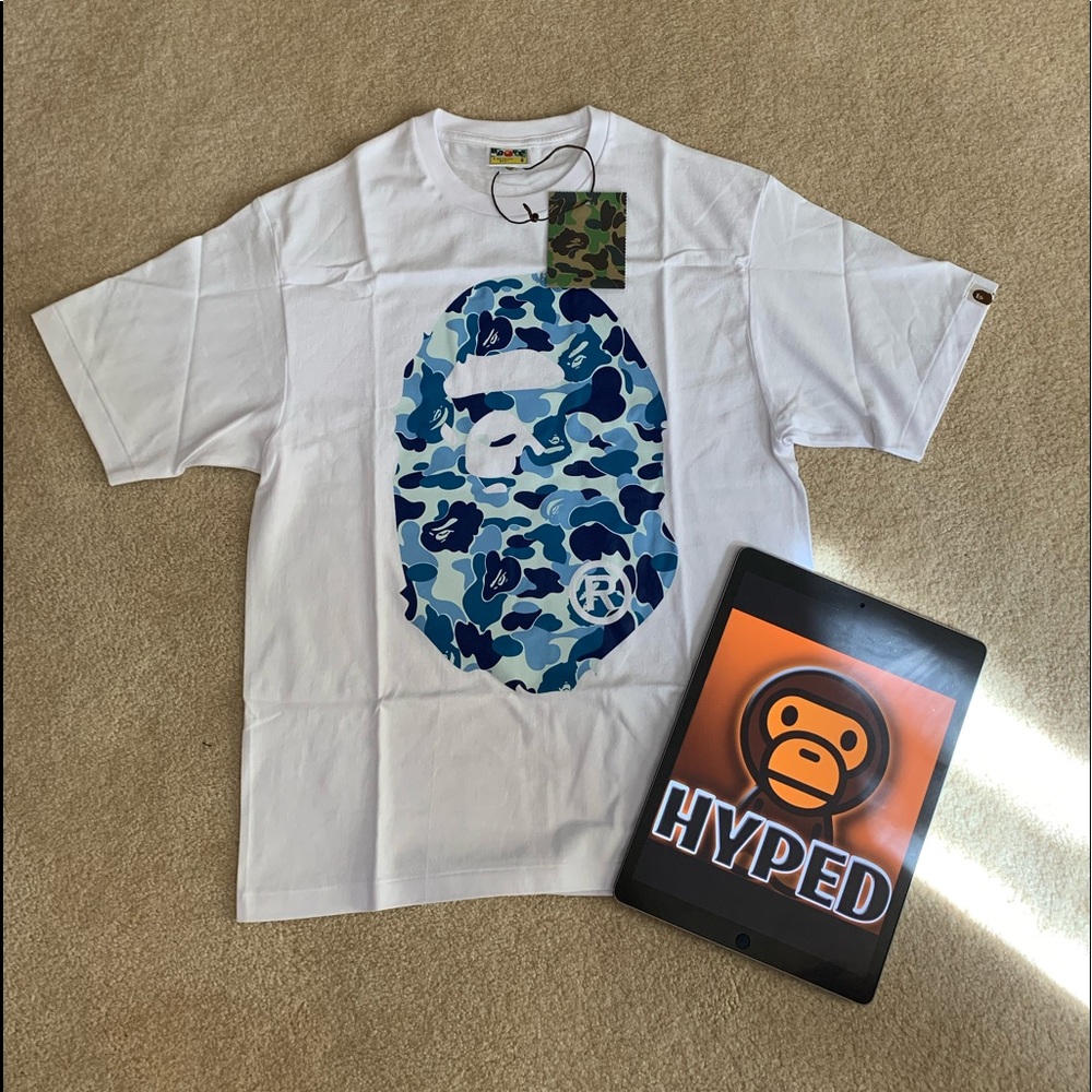 Bape White Double Sided Blue ABC Camo Ape